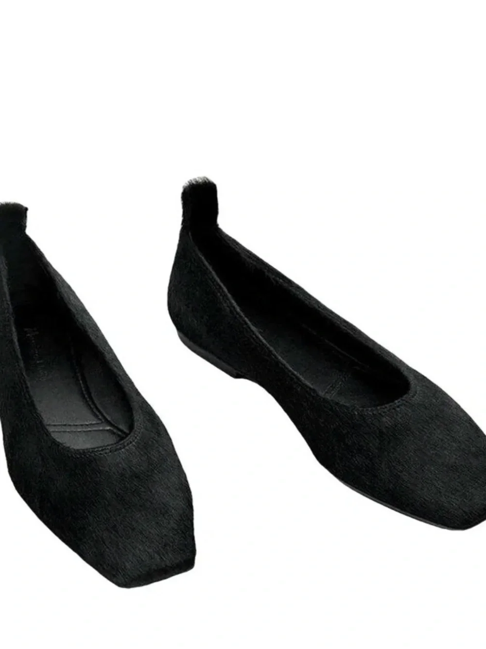 Massimo Dutti Calfskin Black Women's Square-Toe Ballet Flats size Ten